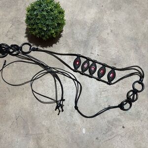 Save the Queen Metal Leather Belt OS Gothic Grunge Studded Medallion Statement